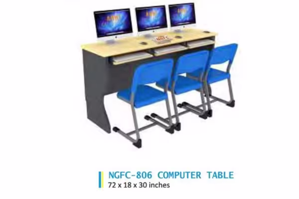 blue colour chairs 3 students seating