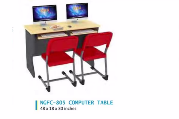 red colour chairs 2 students seating